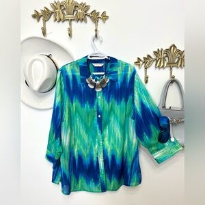 🌊💚Miami colour blouse 1X ptp 25” L28”